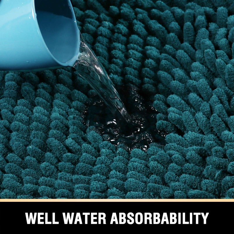 H.VERSAILTEX Bathroom Rugs Bath Mats Non Slip Luxury Chenille Bathroom Runner Rug 47x17 Extra Soft and Absorbent Shaggy Rugs Washable Dry Fast Area Carpet Mats, Tub - Dark Teal - Image 4